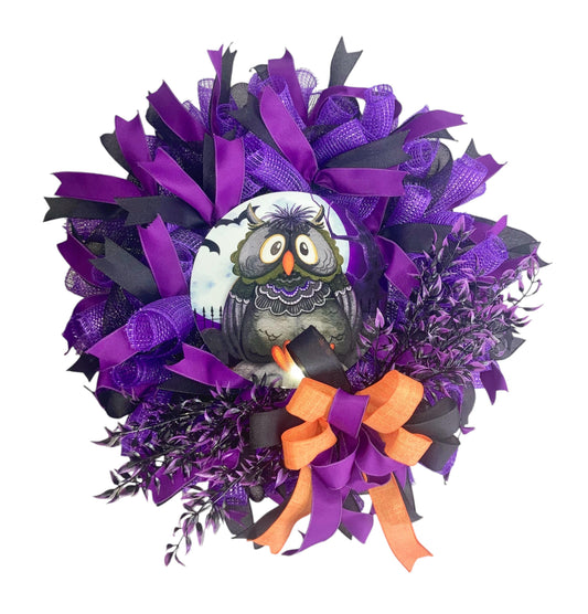 Whimsical Owl halloween wreath